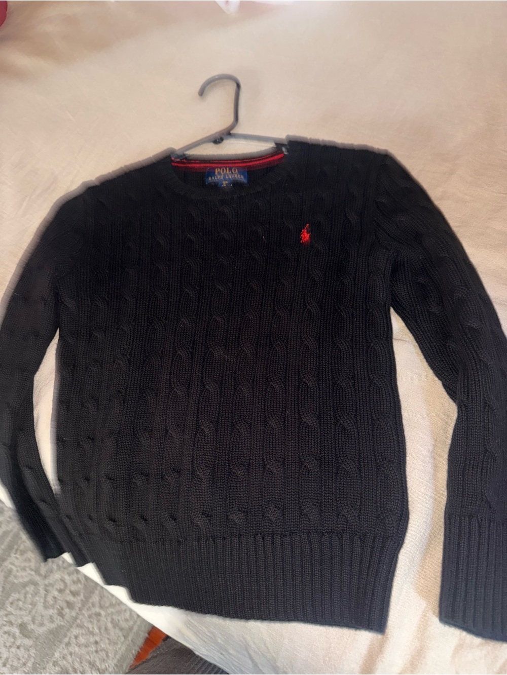 Polo by Ralph Lauren boy’s Black Cable-Knit Crewneck Sweater